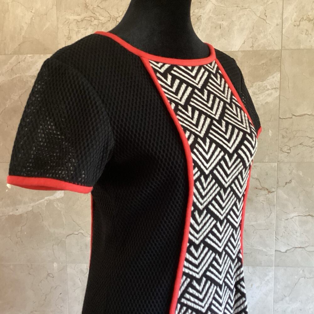 Yoana Baraschi Runway Dress 6 Black White Geometric Mesh Panel Colorblock Fall - Picture 5 of 11